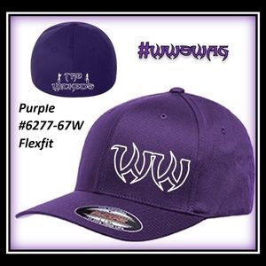 Hat - Flexfit Curved Bill #6277-Purple w/White